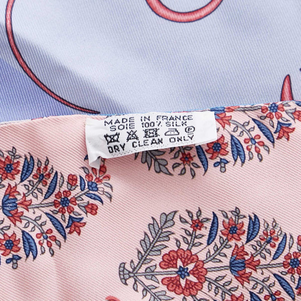 エルメス マキシ ツイリー  馬 花柄 パープル ピンク  シルク スカーフ レディース HERMES 【中古】