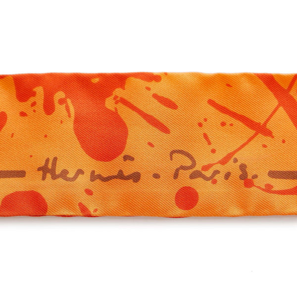 エルメス ツイリー スカーフ オレンジ シルク レディース HERMES 【中古】