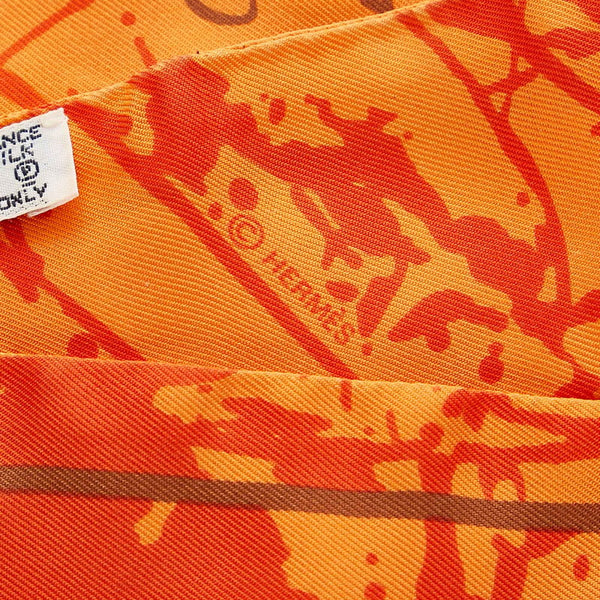 エルメス ツイリー スカーフ オレンジ シルク レディース HERMES 【中古】