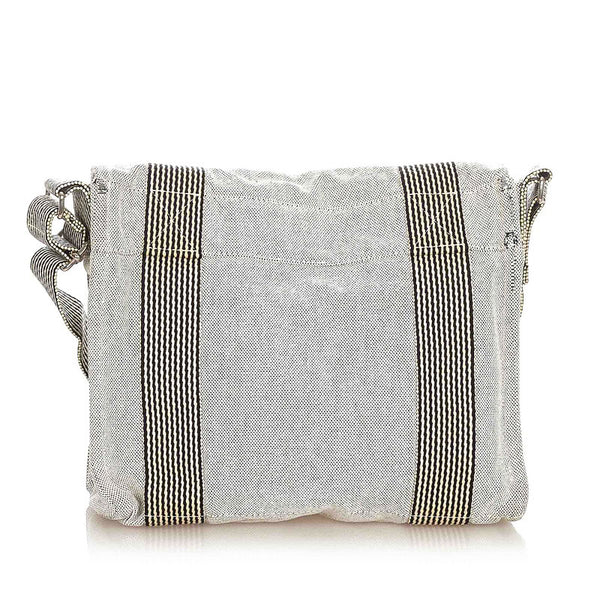 エルメス ニューフールトゥバサス グレー キャンバス 斜め掛け ショルダーバッグ メンズ HERMES 【中古】