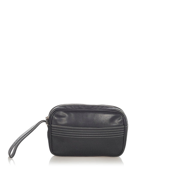 ロエベ リピートアナグラム ブラック レザー セカンドバッグ メンズ LOEWE 【中古】