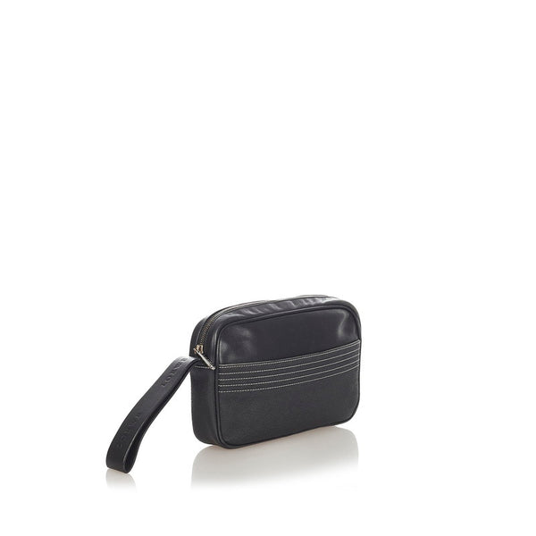 ロエベ リピートアナグラム ブラック レザー セカンドバッグ メンズ LOEWE 【中古】