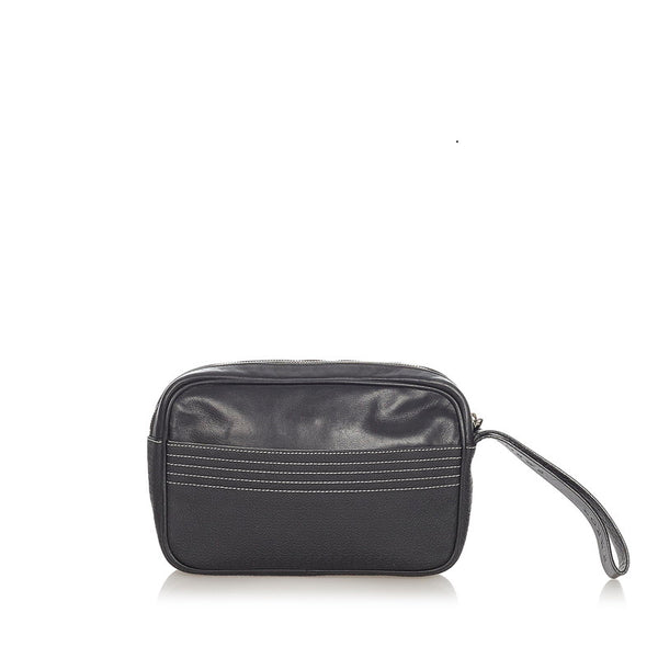 ロエベ リピートアナグラム ブラック レザー セカンドバッグ メンズ LOEWE 【中古】
