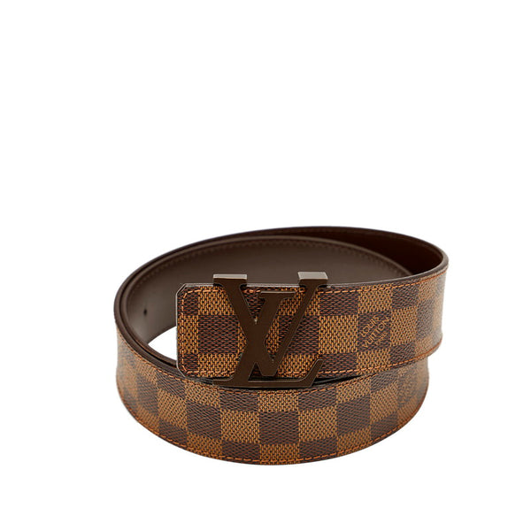 ルイ ヴィトン ダミエ サンチュール イニシアル  M9807 ブラウン ベージュ PVC レザー ベルト レディース LOUIS VUITTON 【中古】