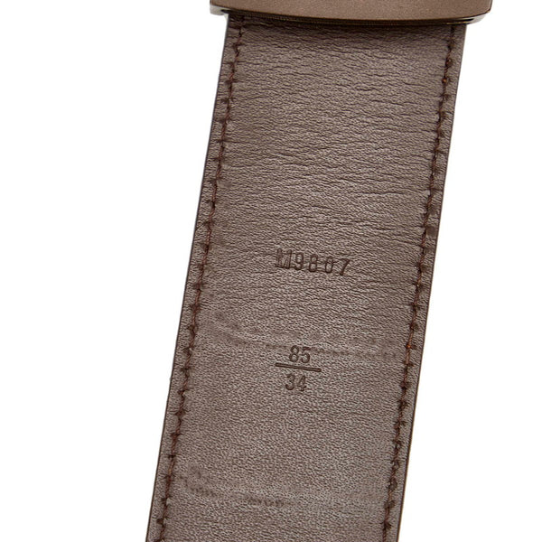 ルイ ヴィトン ダミエ サンチュール イニシアル  M9807 ブラウン ベージュ PVC レザー ベルト レディース LOUIS VUITTON 【中古】