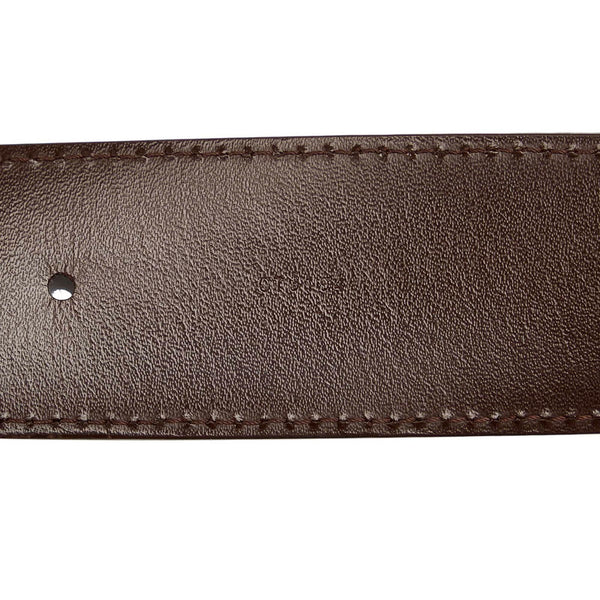 ルイ ヴィトン ダミエ サンチュール イニシアル  M9807 ブラウン ベージュ PVC レザー ベルト レディース LOUIS VUITTON 【中古】