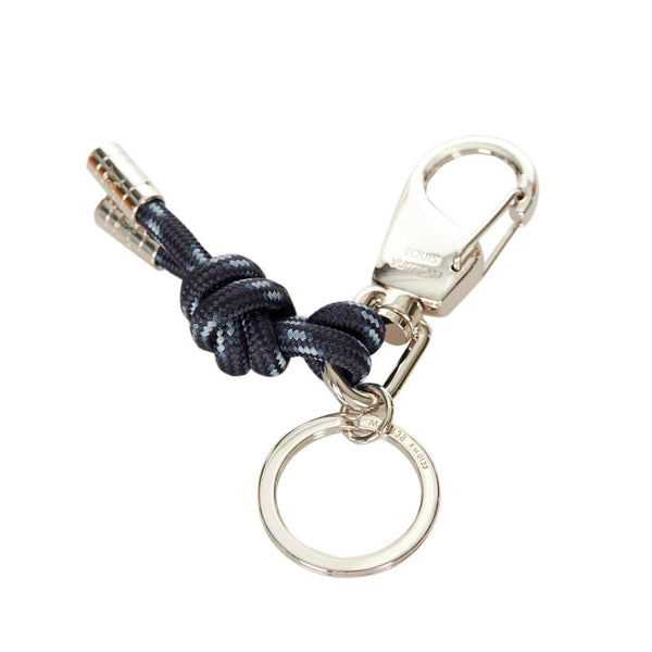 ルイ ヴィトン ポルトクレノット  M66838 ネイビー シルバー メタル ナイロン キーホルダー メンズ LOUIS VUITTON 【中古】
