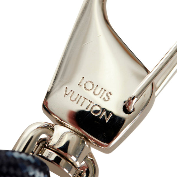 ルイ ヴィトン ポルトクレノット  M66838 ネイビー シルバー メタル ナイロン キーホルダー メンズ LOUIS VUITTON 【中古】