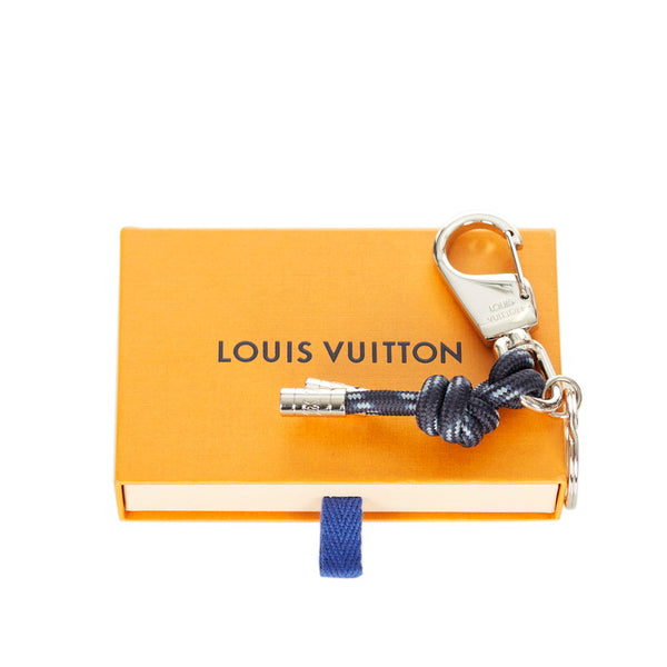 ルイ ヴィトン ポルトクレノット  M66838 ネイビー シルバー メタル ナイロン キーホルダー メンズ LOUIS VUITTON 【中古】