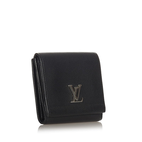 ルイ ヴィトン ポルトフォイユ ロックミー M64309 ブラック シルバー レザー 三つ折り財布 メンズ LOUIS VUITTON 【中古】
