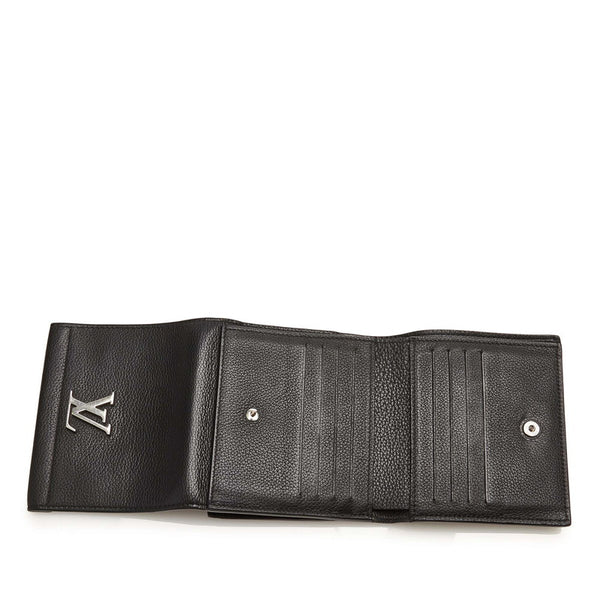 ルイ ヴィトン ポルトフォイユ ロックミー M64309 ブラック シルバー レザー 三つ折り財布 メンズ LOUIS VUITTON 【中古】