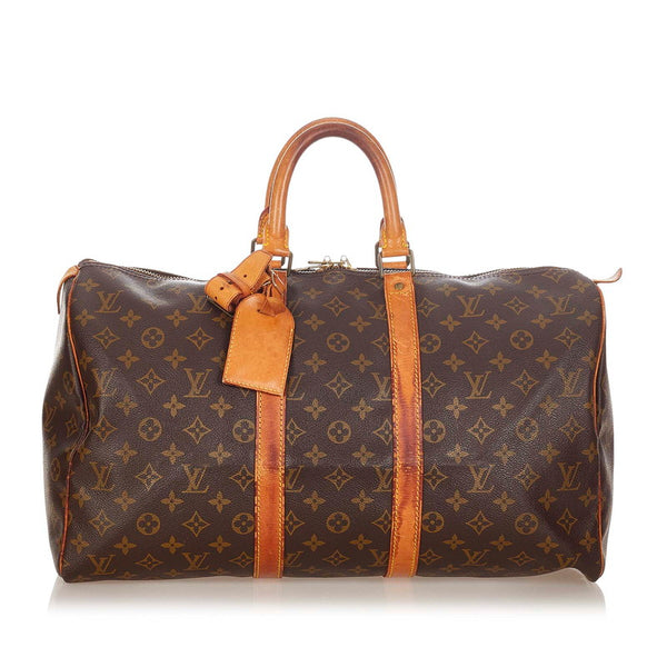 ルイ ヴィトン モノグラム キーポル45 M41428 ブラウン レザー PVC ボストンバッグ レディース LOUIS VUITTON 【中古】