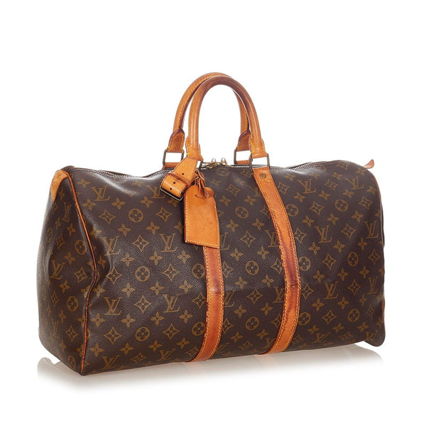 ルイ ヴィトン モノグラム キーポル45 M41428 ブラウン レザー PVC ボストンバッグ レディース LOUIS VUITTON 【中古】