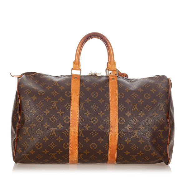 ルイ ヴィトン モノグラム キーポル45 M41428 ブラウン レザー PVC ボストンバッグ レディース LOUIS VUITTON 【中古】