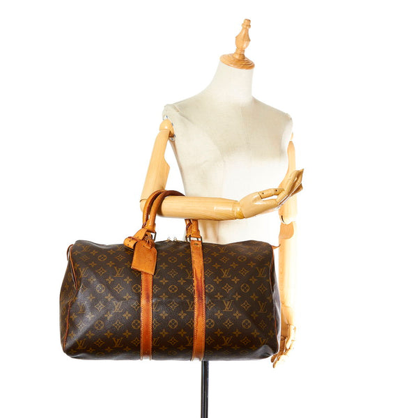 ルイ ヴィトン モノグラム キーポル45 M41428 ブラウン レザー PVC ボストンバッグ レディース LOUIS VUITTON 【中古】