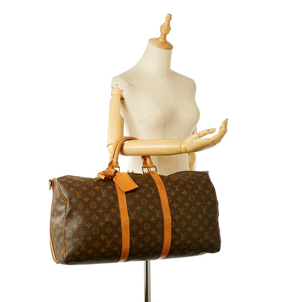 ルイ ヴィトン モノグラム キーポルバンドリエール50　 M41416  ブラウン PVC レザー ボストンバッグ レディース LOUIS VUITTON 【中古】