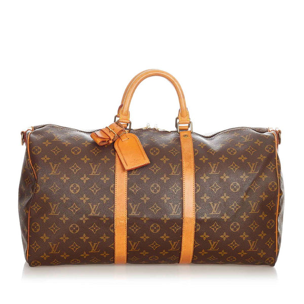 ルイ ヴィトン モノグラム キーポルバンドリエール50　 M41416  ブラウン PVC レザー ボストンバッグ レディース LOUIS VUITTON 【中古】