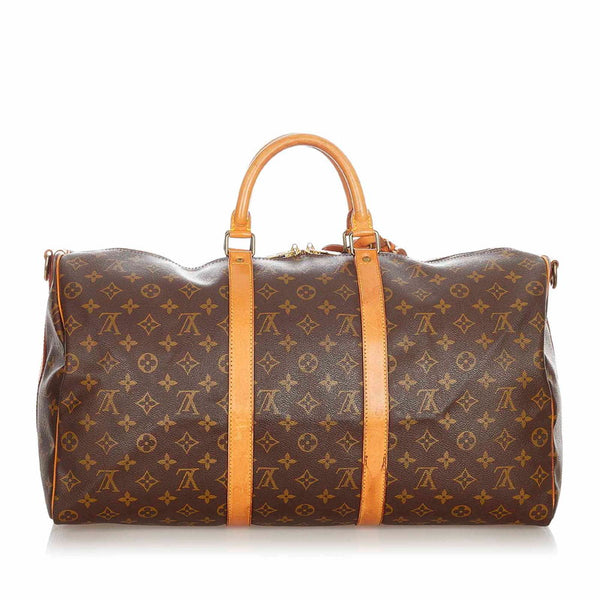 ルイ ヴィトン モノグラム キーポルバンドリエール50　 M41416  ブラウン PVC レザー ボストンバッグ レディース LOUIS VUITTON 【中古】