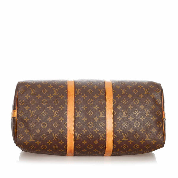 ルイ ヴィトン モノグラム キーポルバンドリエール50　 M41416  ブラウン PVC レザー ボストンバッグ レディース LOUIS VUITTON 【中古】