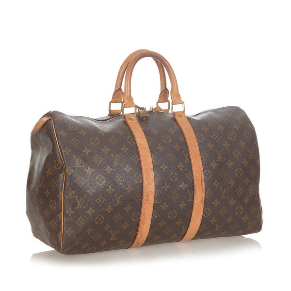 ルイ ヴィトン モノグラム キーポル45 M41428 ブラウン レザー PVC ボストンバッグ トラベルバッグ レディース LOUIS VUITTON 【中古】