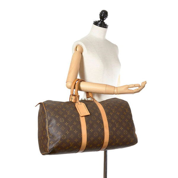 ルイ ヴィトン モノグラム キーポル 45 M41428 ブラウン PVC レザー ボストンバッグ トラベルバッグ レディース LOUIS VUITTON 【中古】