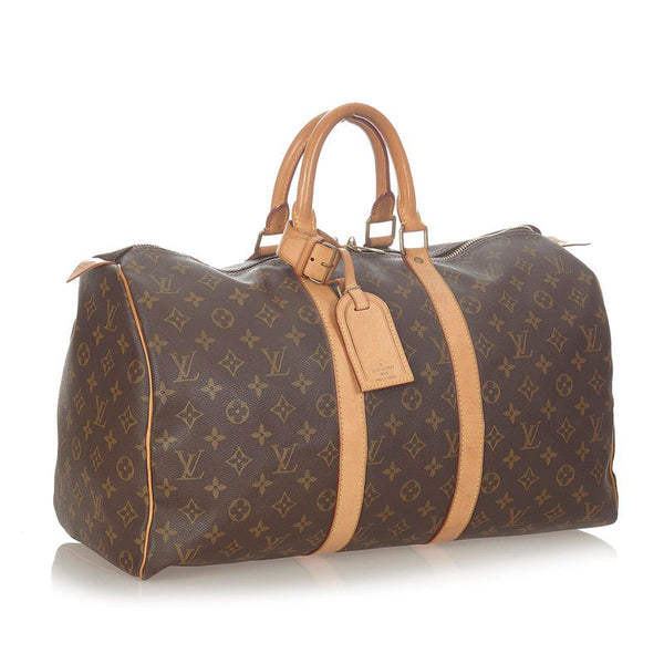 ルイ ヴィトン モノグラム キーポル 45 M41428 ブラウン PVC レザー ボストンバッグ トラベルバッグ レディース LOUIS VUITTON 【中古】