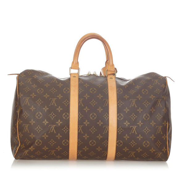 ルイ ヴィトン モノグラム キーポル 45 M41428 ブラウン PVC レザー ボストンバッグ トラベルバッグ レディース LOUIS VUITTON 【中古】