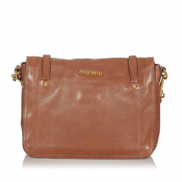 ミュウミュウ ブラウン レザー ハンドバッグ レディース MIUMIU 【中古】