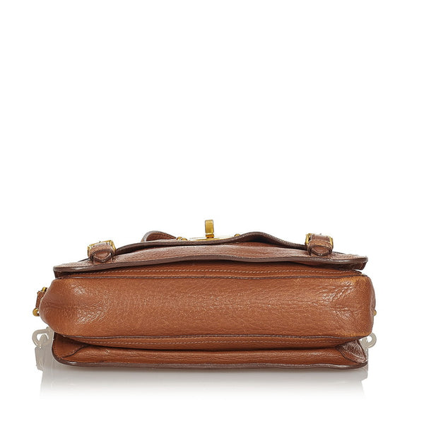 ミュウミュウ ブラウン レザー ハンドバッグ レディース MIUMIU 【中古】