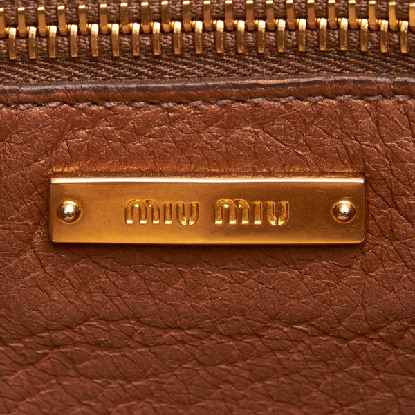 ミュウミュウ ブラウン レザー ハンドバッグ レディース MIUMIU 【中古】