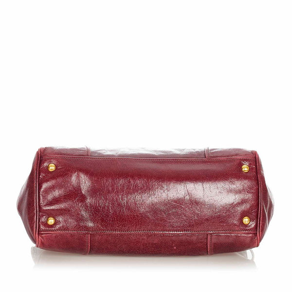 ミュウミュウ ワインレッド レザー ハンドバッグ ショルダーバッグ 2WAY レディース MIUMIU 【中古】