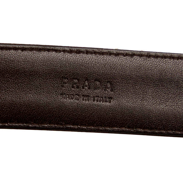 プラダ ガチャベルト ベルト ブラウン レザー サテン レディース PRADA 【中古】
