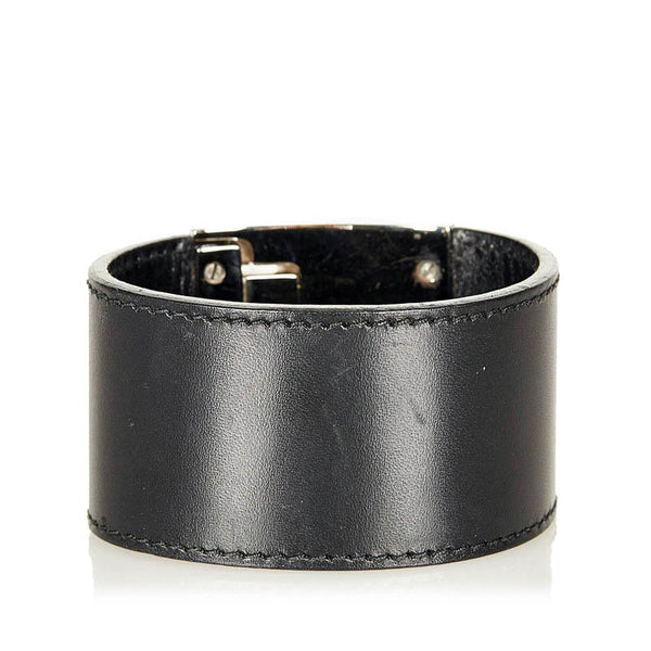 サルヴァトーレフェラガモ ガンチーニ ブレスレット ブラック シルバー レザー メタル レディース Salvatore Ferragamo 【中古】