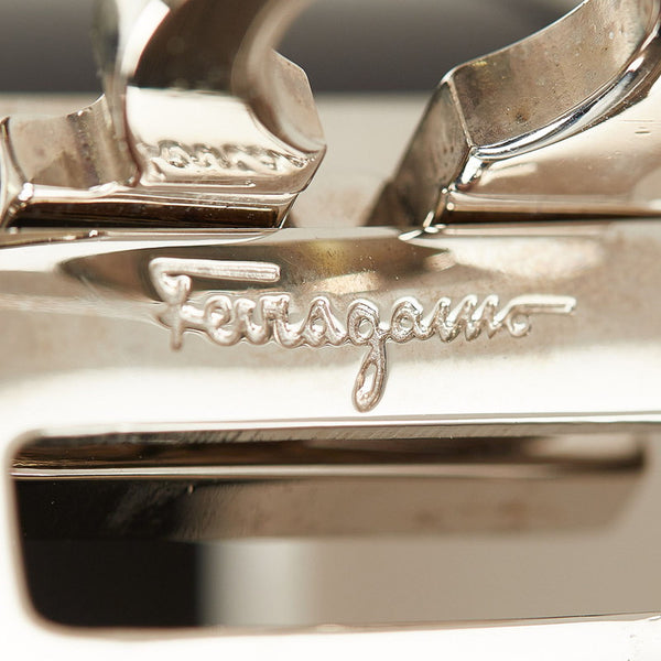 サルヴァトーレフェラガモ ガンチーニ ブレスレット ブラック シルバー レザー メタル レディース Salvatore Ferragamo 【中古】