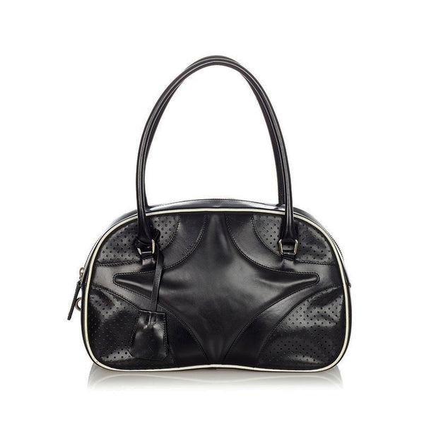 プラダ B11334 ブラック レザー ハンドバッグ ボーリングバッグ レディース PRADA 【中古】