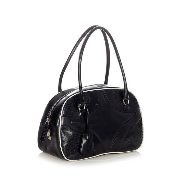 プラダ B11334 ブラック レザー ハンドバッグ ボーリングバッグ レディース PRADA 【中古】