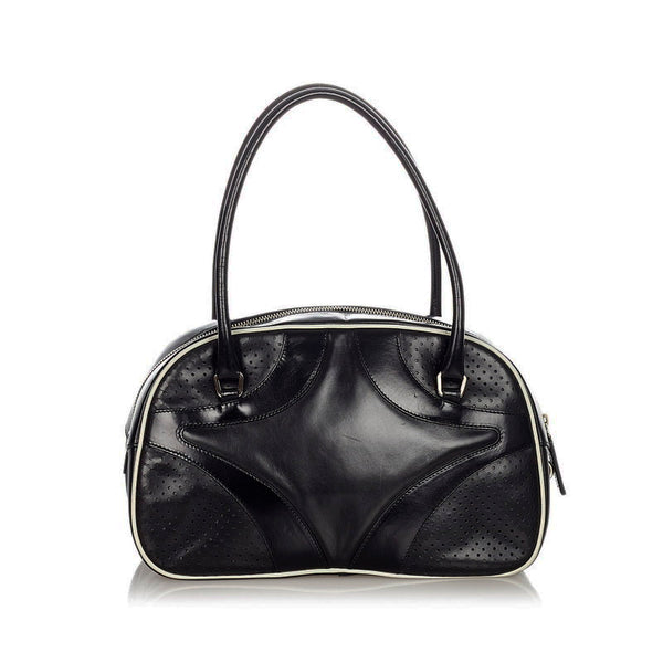 プラダ B11334 ブラック レザー ハンドバッグ ボーリングバッグ レディース PRADA 【中古】