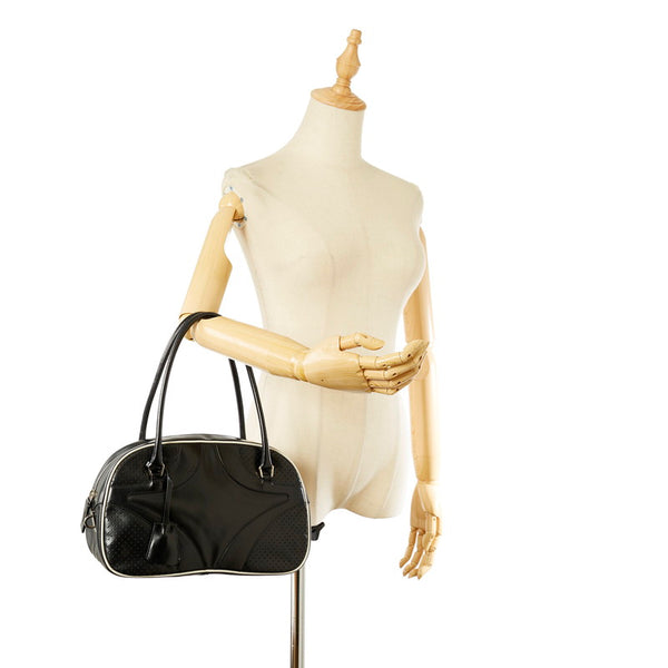 プラダ B11334 ブラック レザー ハンドバッグ ボーリングバッグ レディース PRADA 【中古】