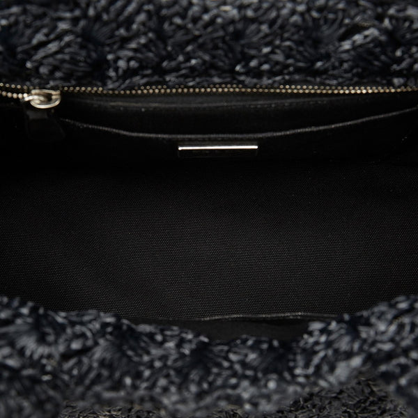 プラダ カナパ ブラック レッド ホワイト ラフィア ハンドバック ショルダーバッグ 2WAY レディース PRADA 【中古】