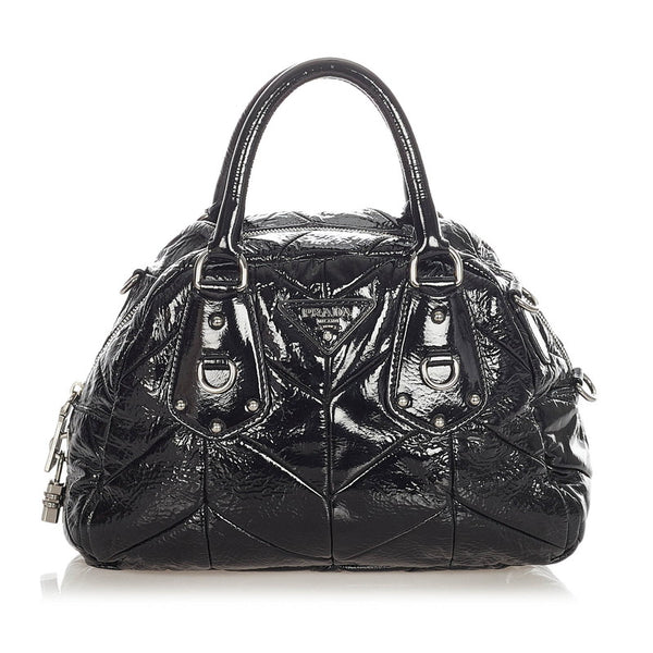 プラダ ブラック パテントレザー ハンドバッグ ショルダーバッグ 2WAY レディース PRADA 【中古】