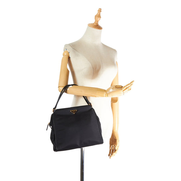 プラダ ポコノ ブラック ナイロン ハンドバッグ レディース PRADA 【中古】