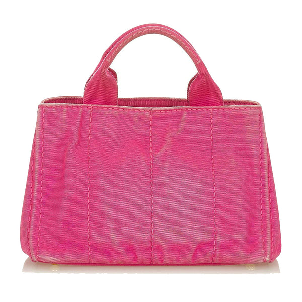 プラダ ミニカナパ BN 2439 ピンク キャンバス ハンドバッグ レディース PRADA 【中古】