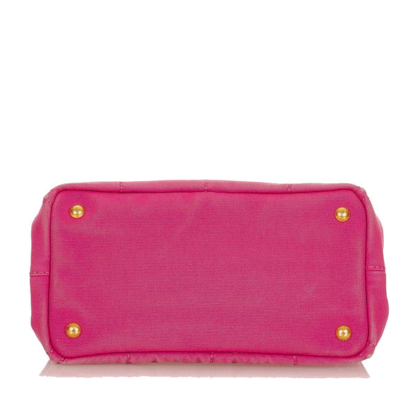 プラダ ミニカナパ BN 2439 ピンク キャンバス ハンドバッグ レディース PRADA 【中古】