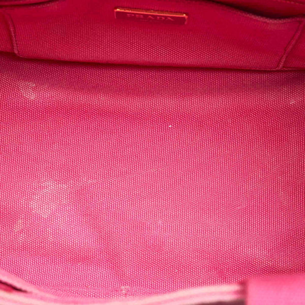 プラダ ミニカナパ BN 2439 ピンク キャンバス ハンドバッグ レディース PRADA 【中古】