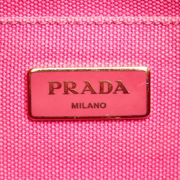 プラダ ミニカナパ BN 2439 ピンク キャンバス ハンドバッグ レディース PRADA 【中古】