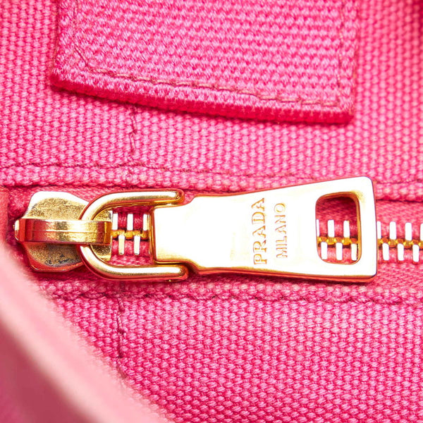プラダ ミニカナパ BN 2439 ピンク キャンバス ハンドバッグ レディース PRADA 【中古】