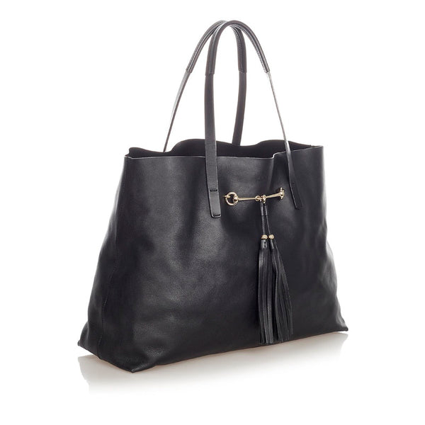 グッチ ホースビット パークアヴェニュー 297007 ブラック レザー ショルダーバッグ トートバッグ レディース GUCCI 【中古】