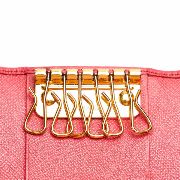 プラダ ピンク ゴールド サフィアーノ キーケース レディース PRADA 【中古】