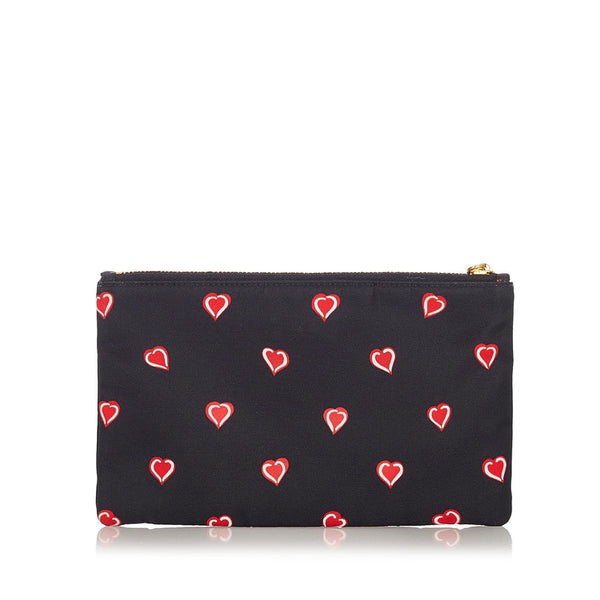 プラダ ハート ブラック レッド ナイロン ポーチ レディース PRADA 【中古】
