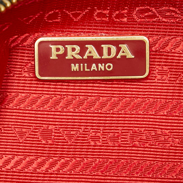 プラダ ハート ブラック レッド ナイロン ポーチ レディース PRADA 【中古】